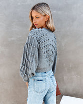 Upstage Cropped Balloon Sleeve Pom Sweater